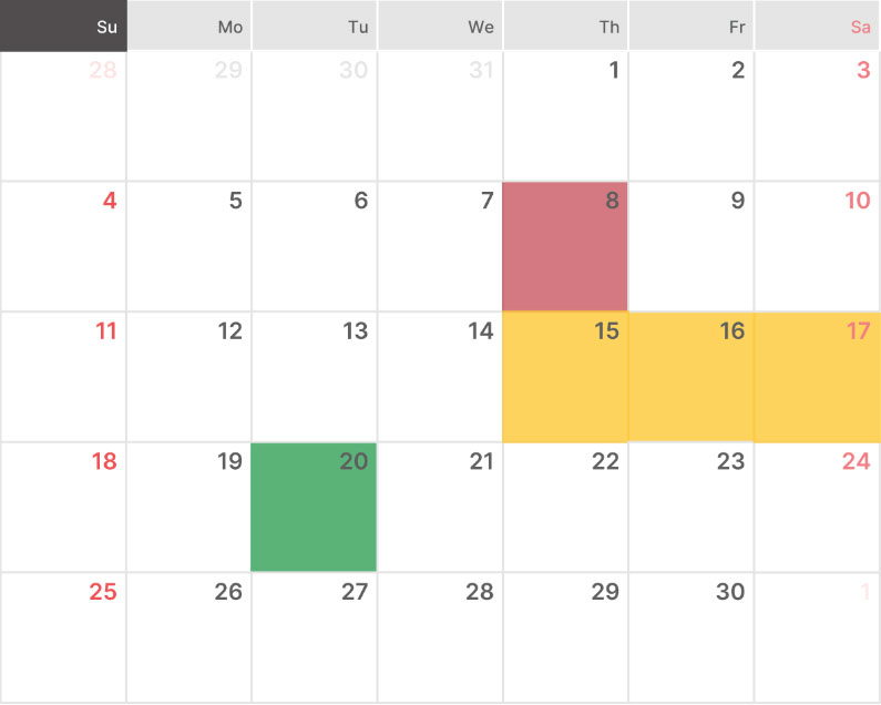 calendar for asset gathering